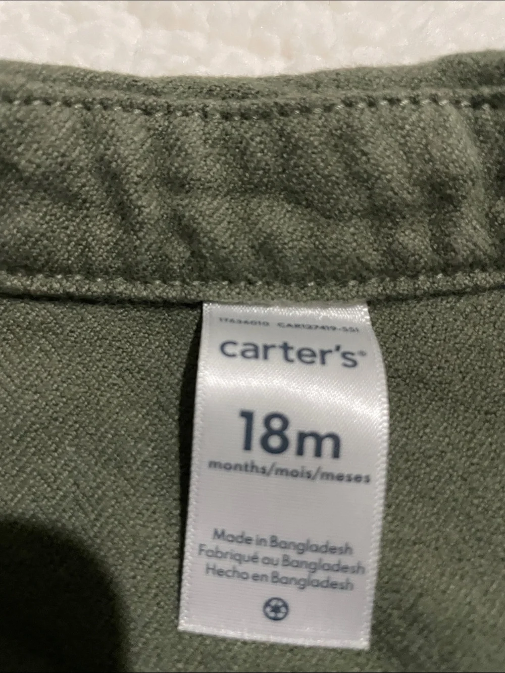 Carter's Olive Green Button Down Shacket